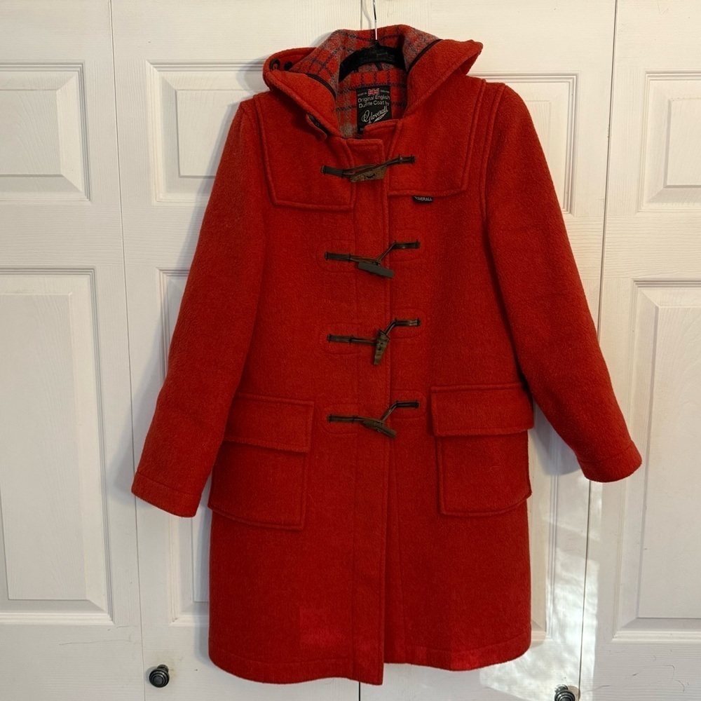 Vintage Original English Duffle Coat by Gloverall Red Wool Toggle 10